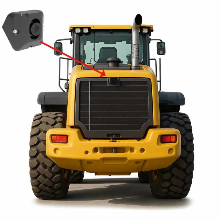 Wheel loader with rear view camera workwarn construction machinery workspace monitoring