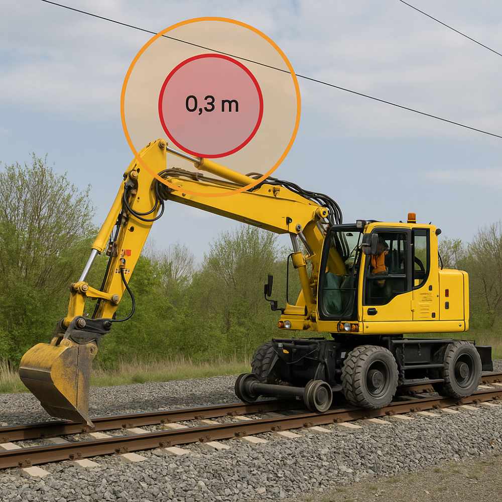 WorkWarn Zweiwegebagger Spannungserkennung Stromleitungen WorkWarn Zweiwegebagger Spannungserkennung Stromleitungen