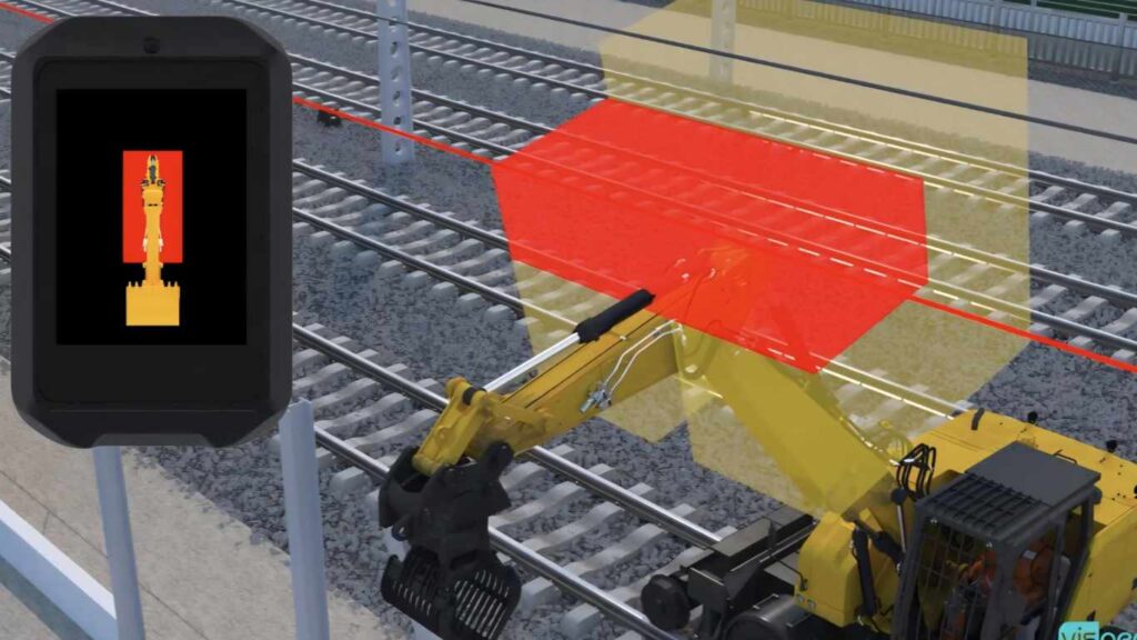 Abstandswarnung oberhalb Baggerarm Nahbereich