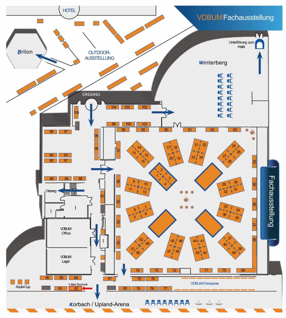 Lageplan: 54. VDBUM-Großveranstaltung 2026 mit 1-Net-Technik